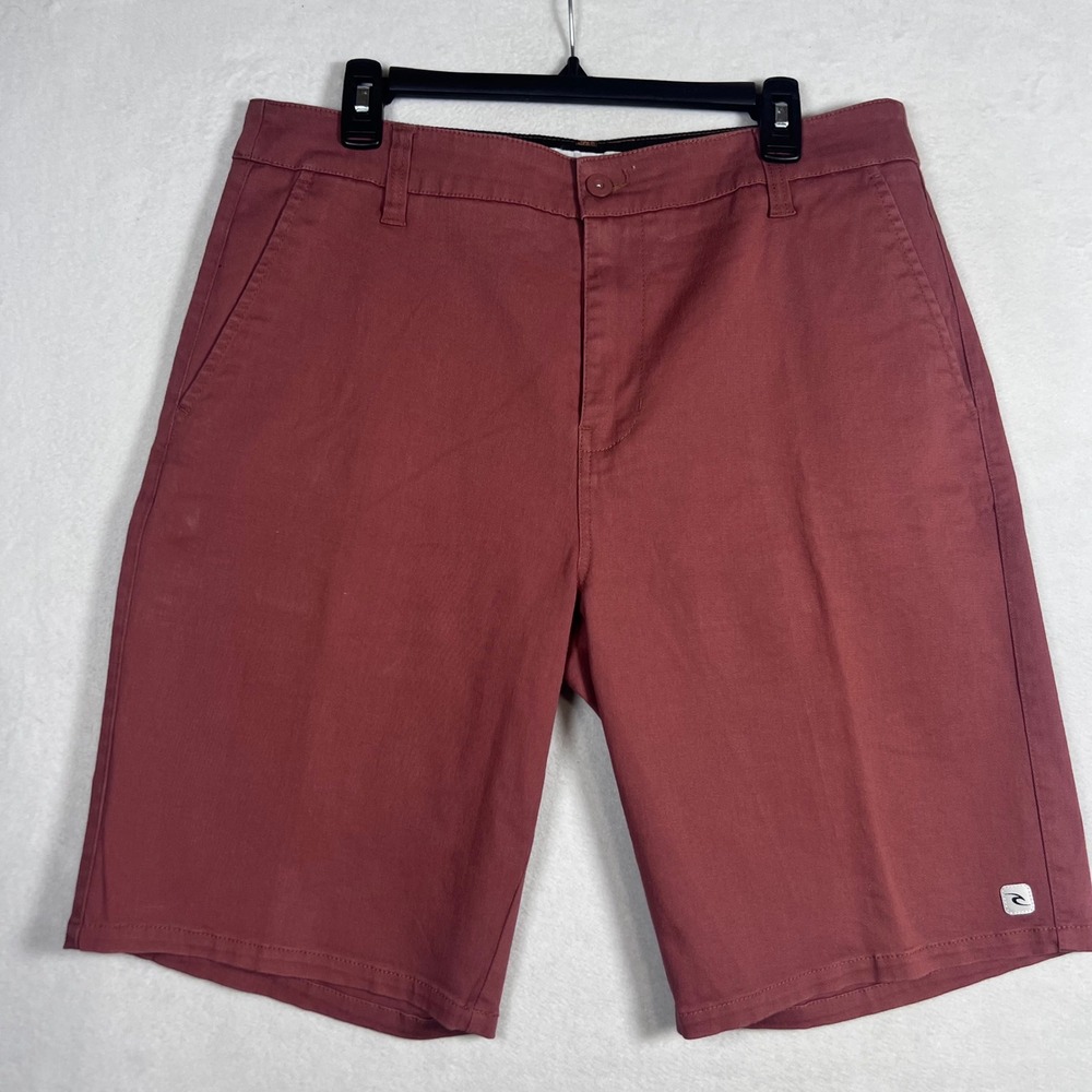 Rip Curl Classic Mens Shorts Size 33 Brick Red Cotton Walk Surf Skater Chino